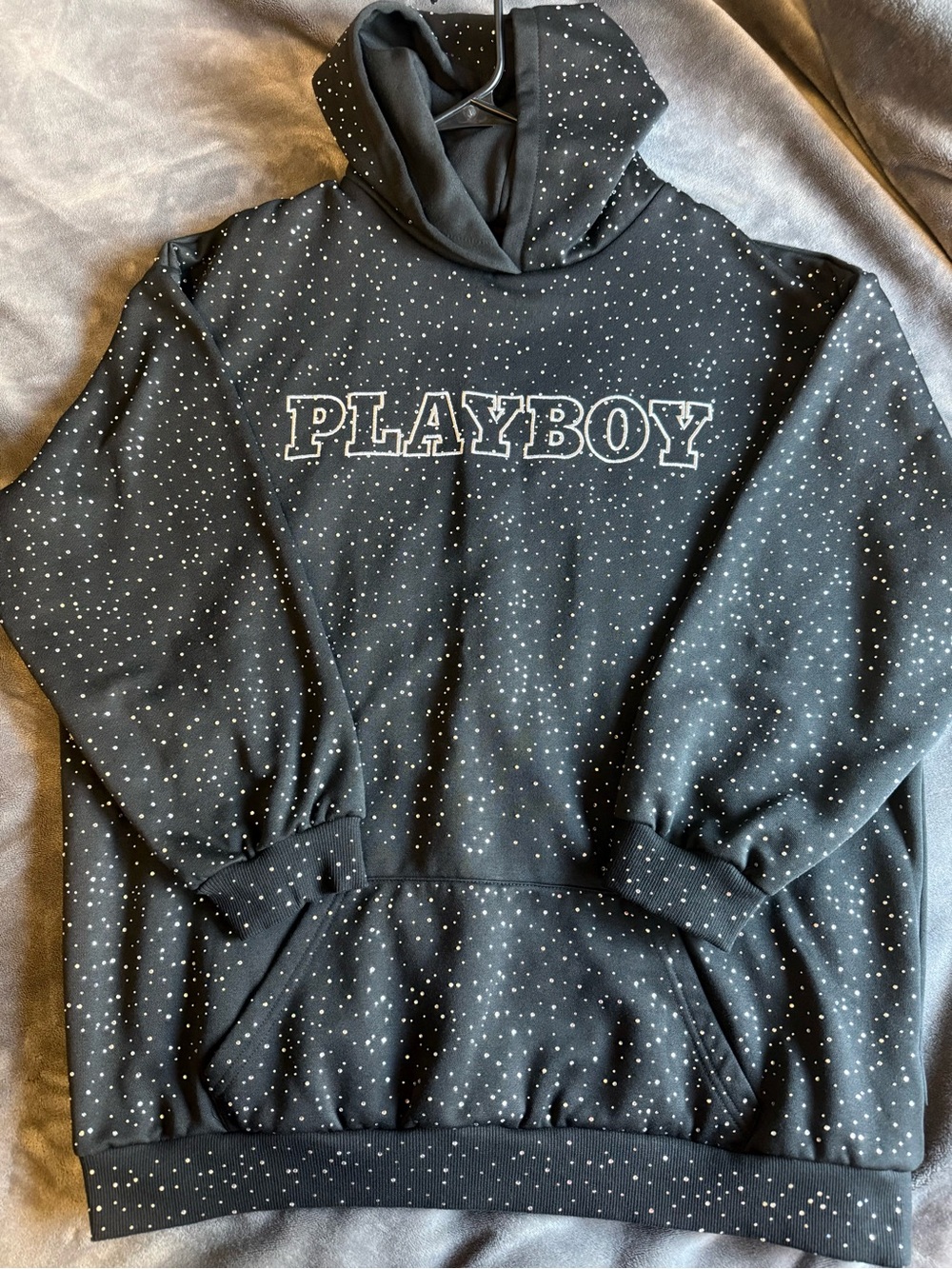 PLAYBOY Black Hoodie with Rhinestones